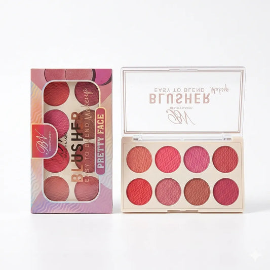 Beauty Naked Pretty Face Blusher Palette - 8 Shades 8g
